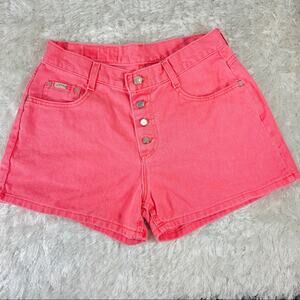 Vintage Lee Neon Pink Button Fly Jean Shorts Sz 11
